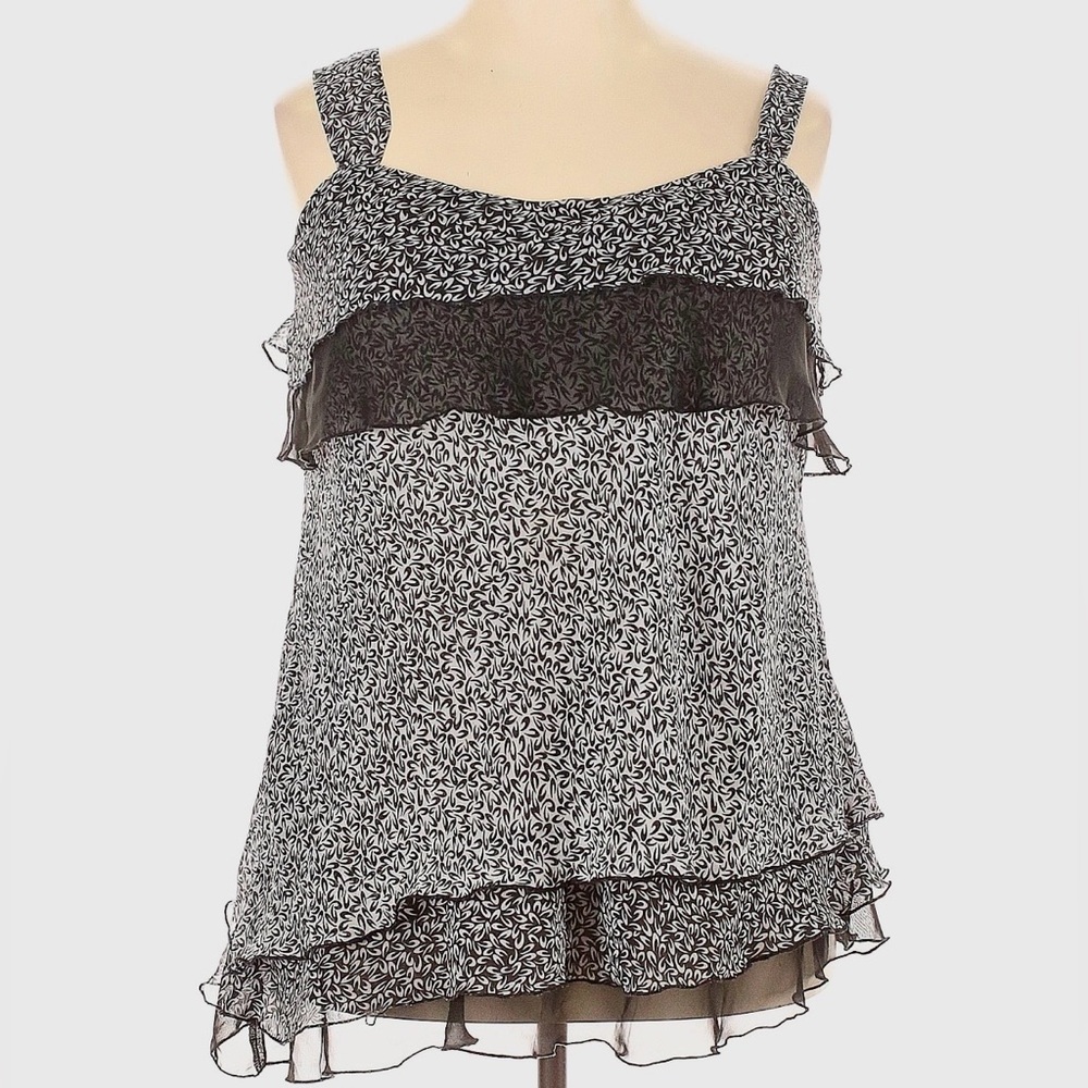 Chic Black and White Patterned Women's Tank Top